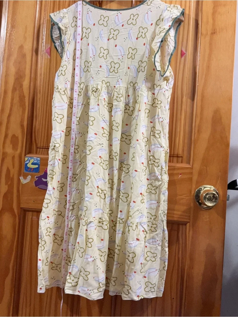 Girls Cream Floral Tiered Nightgown with Ruffle Sleeves